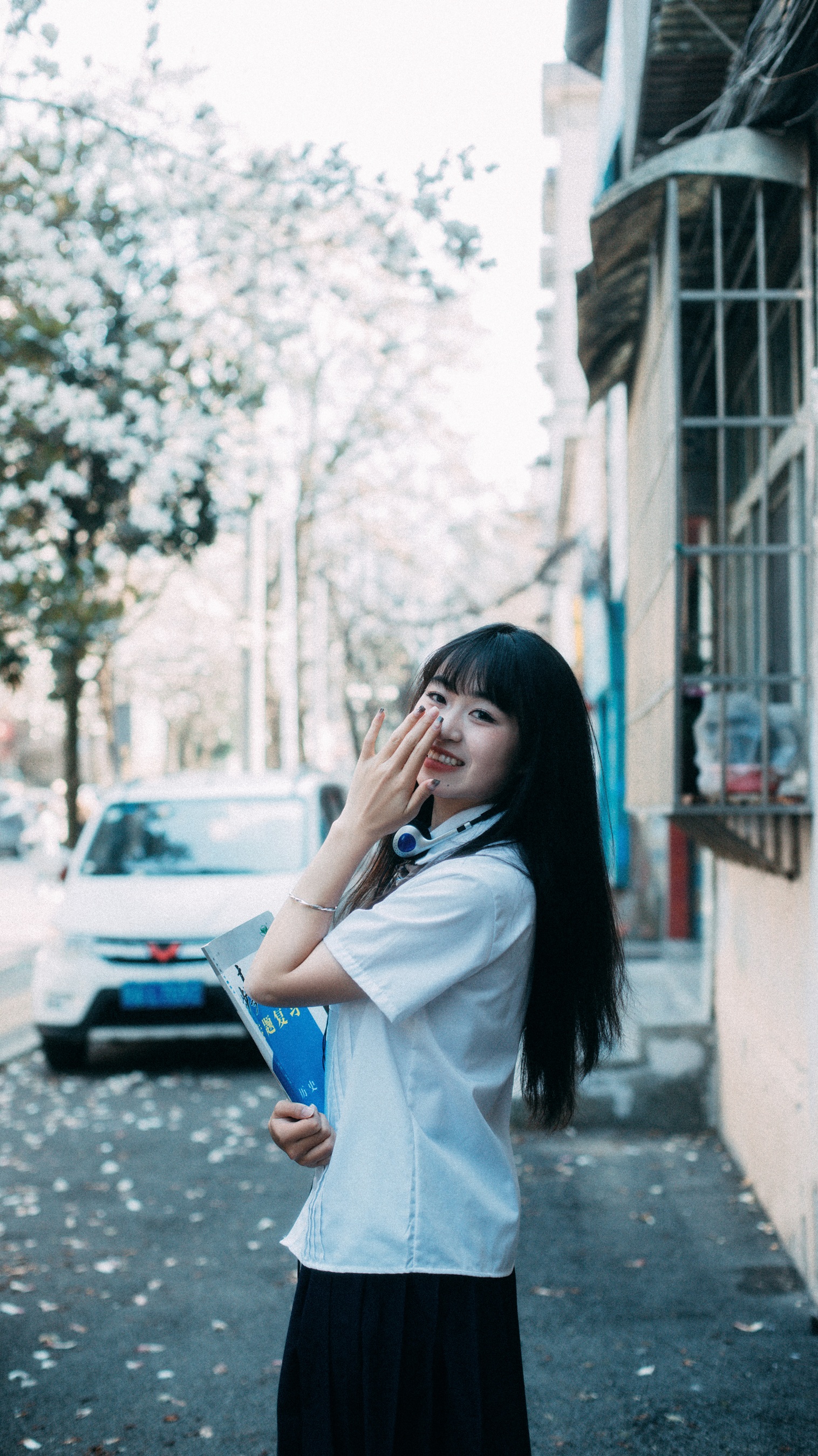 任然盛开的玉兰花街头 小熊维尼