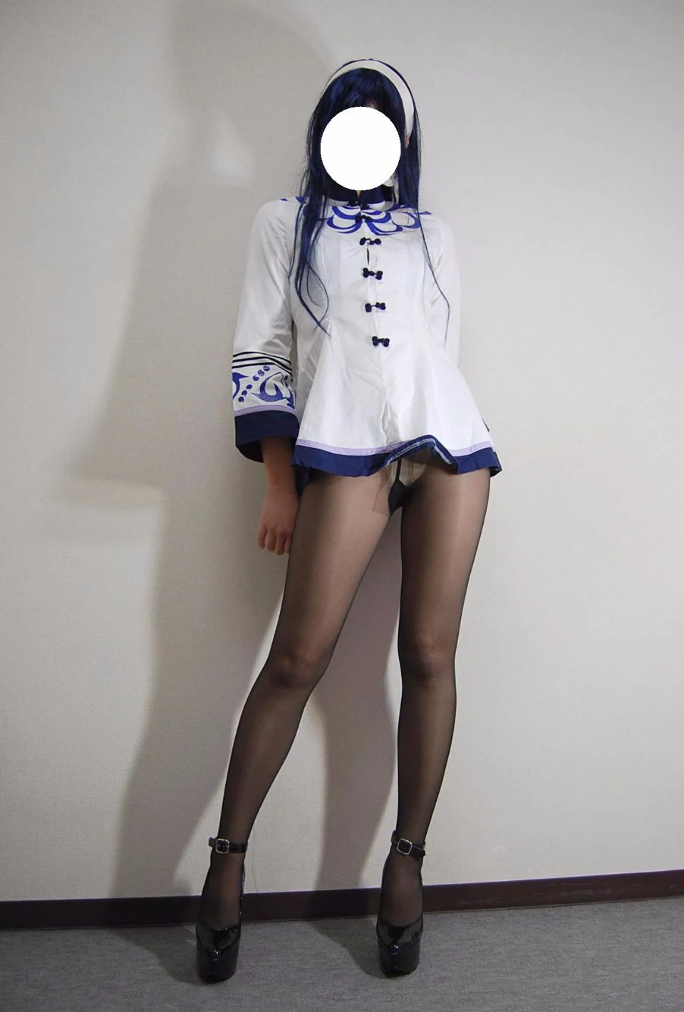 超ミニ黒スト制服コス