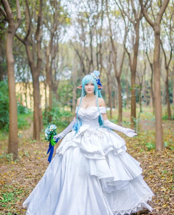 《刀剑神域》 亚丝娜ALO精灵婚纱 C O S P L A Y